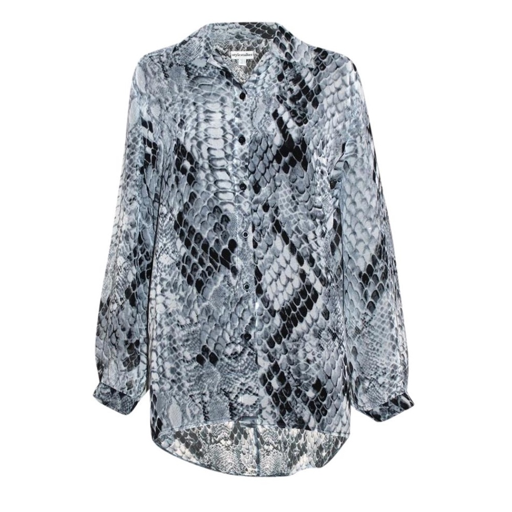 STYLESTALKER Gray Snakeskin oversized Blouse Tunic